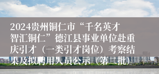 2024贵州铜仁市“千名英才智汇铜仁”德江县事业单位赴重庆引才（一类引才岗位）考察结果及拟聘用人员公示（第二批）