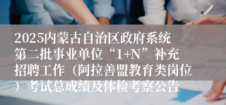 2025内蒙古自治区政府系统第二批事业单位“1+N”补充招聘工作（阿拉善盟教育类岗位）考试总成绩及体检考察公告