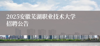 2025安徽芜湖职业技术大学招聘公告