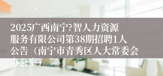 2025广西南宁?智人力资源服务有限公司第38期招聘1人公告（南宁市青秀区人大常委会办公室）