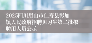 2025四川眉山市仁寿县彰加镇人民政府招聘见习生第二批拟聘用人员公示