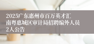 2025广东惠州市百万英才汇南粤惠城区审计局招聘编外人员2人公告