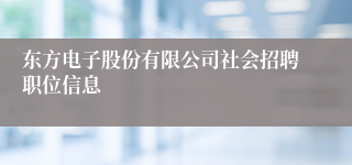 东方电子股份有限公司社会招聘职位信息