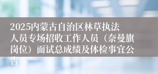 2025内蒙古自治区林草执法人员专场招收工作人员（奈曼旗岗位）面试总成绩及体检事宜公告
