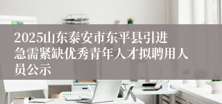 2025山东泰安市东平县引进急需紧缺优秀青年人才拟聘用人员公示