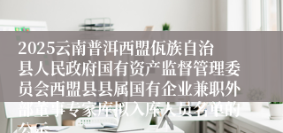 2025云南普洱西盟佤族自治县人民政府国有资产监督管理委员会西盟县县属国有企业兼职外部董事专家库拟入库人员名单的公示