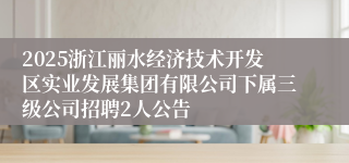 2025浙江丽水经济技术开发区实业发展集团有限公司下属三级公司招聘2人公告