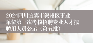 2024四川宜宾市叙州区事业单位第一次考核招聘专业人才拟聘用人员公示（第五批）
