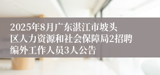 2025年8月广东湛江市坡头区人力资源和社会保障局2招聘编外工作人员3人公告