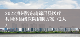 2022贵州黔东南锦屏县医疗共同体县级医院招聘方案（2人）