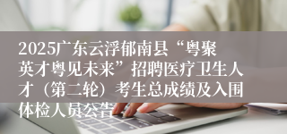 2025广东云浮郁南县“粤聚英才粤见未来”招聘医疗卫生人才（第二轮）考生总成绩及入围体检人员公告