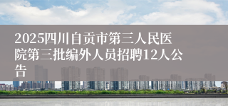 2025四川自贡市第三人民医院第三批编外人员招聘12人公告