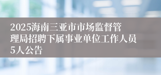 2025海南三亚市市场监督管理局招聘下属事业单位工作人员5人公告