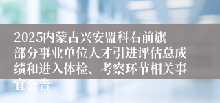 2025内蒙古兴安盟科右前旗部分事业单位人才引进评估总成绩和进入体检、考察环节相关事宜公告