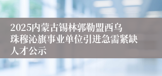 2025内蒙古锡林郭勒盟西乌珠穆沁旗事业单位引进急需紧缺人才公示