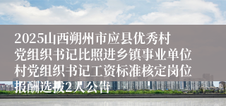 2025山西朔州市应县优秀村党组织书记比照进乡镇事业单位村党组织书记工资标准核定岗位报酬选拔2人公告
