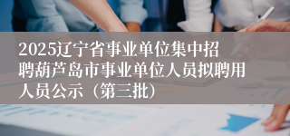 2025辽宁省事业单位集中招聘葫芦岛市事业单位人员拟聘用人员公示（第三批）
