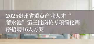 2025贵州省重点产业人才“蓄水池”第三批岗位专项简化程序招聘46人方案
