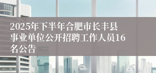2025年下半年合肥市长丰县事业单位公开招聘工作人员16名公告