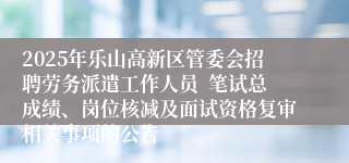 2025年乐山高新区管委会招聘劳务派遣工作人员  笔试总成绩、岗位核减及面试资格复审相关事项的公告