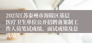 2025江苏泰州市海陵区基层医疗卫生单位公开招聘备案制工作人员笔试成绩、面试成绩及总成绩
