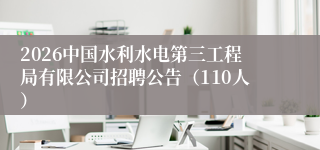 2026中国水利水电第三工程局有限公司招聘公告（110人）