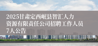2025甘肃定西岷县智汇人力资源有限责任公司招聘工作人员7人公告