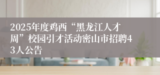 2025年度鸡西“黑龙江人才周”校园引才活动密山市招聘43人公告
