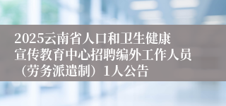 2025云南省人口和卫生健康宣传教育中心招聘编外工作人员（劳务派遣制）1人公告