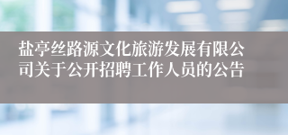盐亭丝路源文化旅游发展有限公司关于公开招聘工作人员的公告