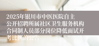 2025年银川市中医医院自主公开招聘所属社区卫生服务机构合同制人员部分岗位降低面试开考比例的公告