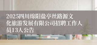 2025四川绵阳盐亭丝路源文化旅游发展有限公司招聘工作人员13人公告