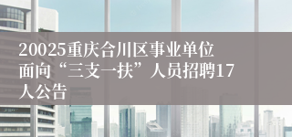 20025重庆合川区事业单位面向“三支一扶”人员招聘17人公告