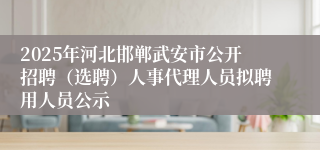 2025年河北邯郸武安市公开招聘（选聘）人事代理人员拟聘用人员公示