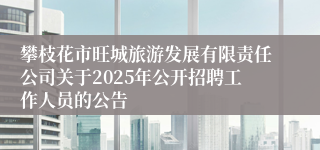 攀枝花市旺城旅游发展有限责任公司关于2025年公开招聘工作人员的公告
