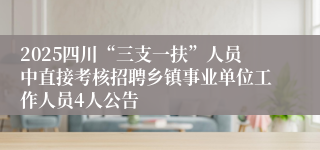 2025四川“三支一扶”人员中直接考核招聘乡镇事业单位工作人员4人公告