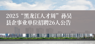 2025“黑龙江人才周”孙吴县企事业单位招聘26人公告