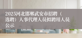 2025河北邯郸武安市招聘（选聘）人事代理人员拟聘用人员公示