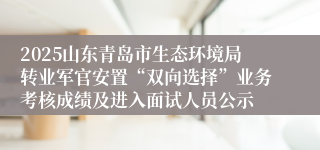 2025山东青岛市生态环境局转业军官安置“双向选择”业务考核成绩及进入面试人员公示