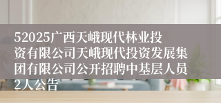 52025广西天峨现代林业投资有限公司天峨现代投资发展集团有限公司公开招聘中基层人员2人公告