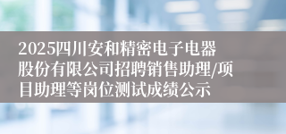 2025四川安和精密电子电器股份有限公司招聘销售助理/项目助理等岗位测试成绩公示