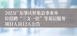 2025广东肇庆怀集县事业单位招聘“三支一扶”等基层服务项目人员12人公告