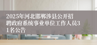 2025年河北邯郸涉县公开招聘政府系统事业单位工作人员31名公告