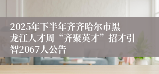 2025年下半年齐齐哈尔市黑龙江人才周“齐聚英才”招才引智2067人公告