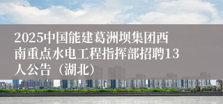 2025中国能建葛洲坝集团西南重点水电工程指挥部招聘13人公告（湖北）