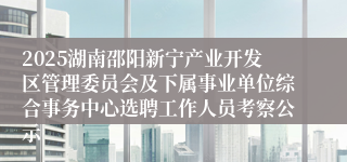 2025湖南邵阳新宁产业开发区管理委员会及下属事业单位综合事务中心选聘工作人员考察公示