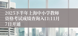 2025下半年上海中小学教师资格考试成绩查询入口:11月7日开通