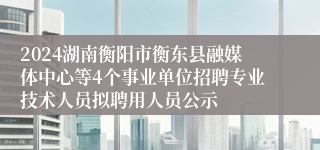 2024湖南衡阳市衡东县融媒体中心等4个事业单位招聘专业技术人员拟聘用人员公示