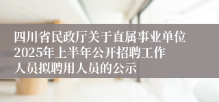 四川省民政厅关于直属事业单位2025年上半年公开招聘工作人员拟聘用人员的公示