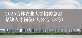 2025吉林农业大学招聘急需紧缺人才岗位6人公告（3号）